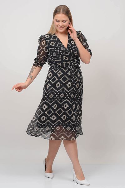 Picture of PLUS SIZE WRAP OVER DRESS IN CHIFFON